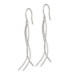 Chisel Stainless Steel Polished and Textured Dangle Shepherd Hook Earrings