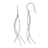 Chisel Stainless Steel Polished and Textured Dangle Shepherd Hook Earrings