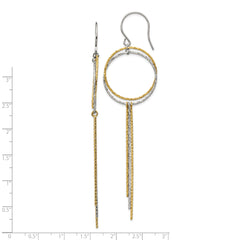 Stainless Steel Polished and Textured Yellow IP Shepherd Hook Earrings