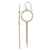 Stainless Steel Polished and Textured Yellow IP Shepherd Hook Earrings