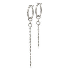 Stainless Steel Polished Long and Short Chain Dangle Hoop Earrings