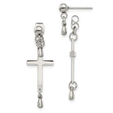 Chisel Stainless Steel Polished Cross Dangle Front and Back Post Dangle Earrings