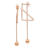 Chisel Stainless Steel Polished Rose IP-plated Front and Back Post Ball Dangle Earrings