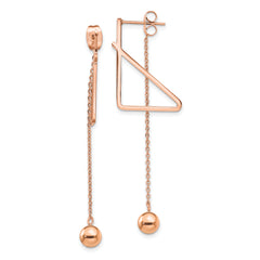 Chisel Stainless Steel Polished Rose IP-plated Front and Back Post Ball Dangle Earrings