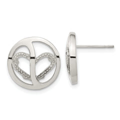 Stainless Steel CZ Circle Heart Earrings