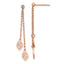 Chisel Stainless Steel Polished Rose IP-plated with CZ Leaf Post Dangle Earrings