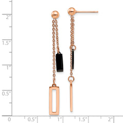 Chisel Stainless Steel Polished Black and Rose IP-plated Post Dangle Earrings