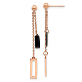 Chisel Stainless Steel Polished Black and Rose IP-plated Post Dangle Earrings