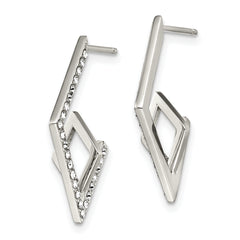 Stainless Steel Polished with Crystal Post Geometric Earrings