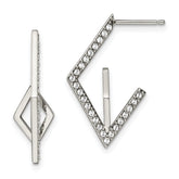 Stainless Steel Polished with Swarovski Crystal Post Geometric Earrings