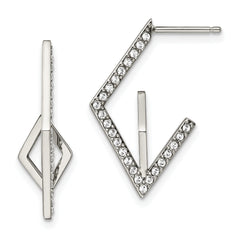 Stainless Steel Polished with Swarovski Crystal Post Geometric Earrings