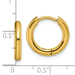 Chisel Stainless Steel Polished Yellow IP-plated 2.5mm Hinged Hoop Earrings