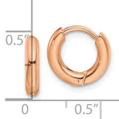 Chisel Stainless Steel Polished Rose IP-plated 2.5mm Hinged Hoop Earrings