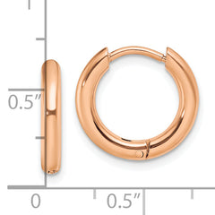 Chisel Stainless Steel Polished Rose IP-plated 2.5mm Hinged Hoop Earrings