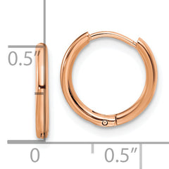 Chisel Stainless Steel Polished Rose IP-plated 1.6mm Hinged Hoop Earrings