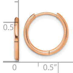 Chisel Stainless Steel Polished Rose IP-plated 1.6mm Hinged Hoop Earrings