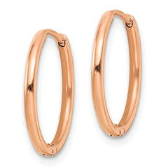 Chisel Stainless Steel Polished Rose IP-plated 1.6mm Hinged Hoop Earrings