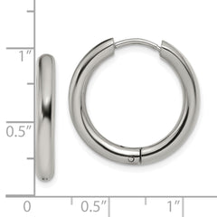 Chisel Stainless Steel Polished 3mm Hinged Hoop Earrings