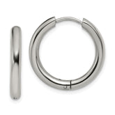 Chisel Stainless Steel Polished 3mm Hinged Hoop Earrings