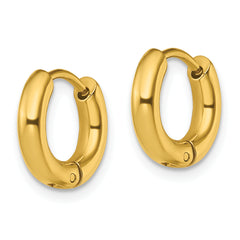 Chisel Stainless Steel Polished Yellow IP-plated 3mm Hinged Hoop Earrings