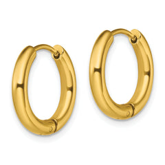 Chisel Stainless Steel Polished Yellow IP-plated 3mm Hinged Hoop Earrings
