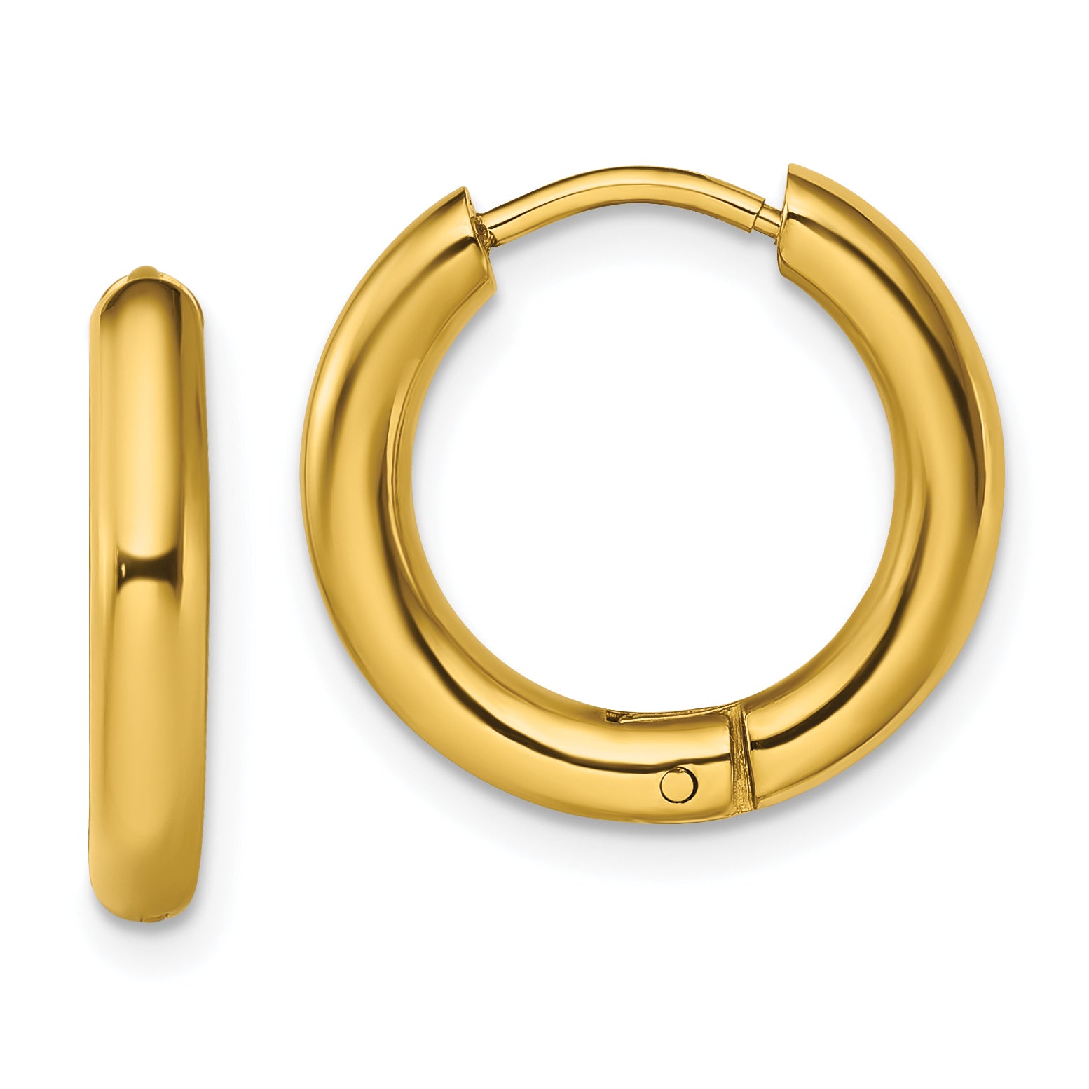 Chisel Stainless Steel Polished Yellow IP-plated 3mm Hinged Hoop Earrings