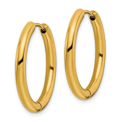 Chisel Stainless Steel Polished Yellow IP-plated 3mm Hinged Hoop Earrings