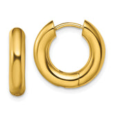 Chisel Stainless Steel Polished Yellow IP-plated 4mm Hinged Hoop Earrings