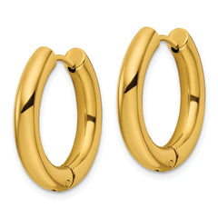 Chisel Stainless Steel Polished Yellow IP-plated 4mm Hinged Hoop Earrings