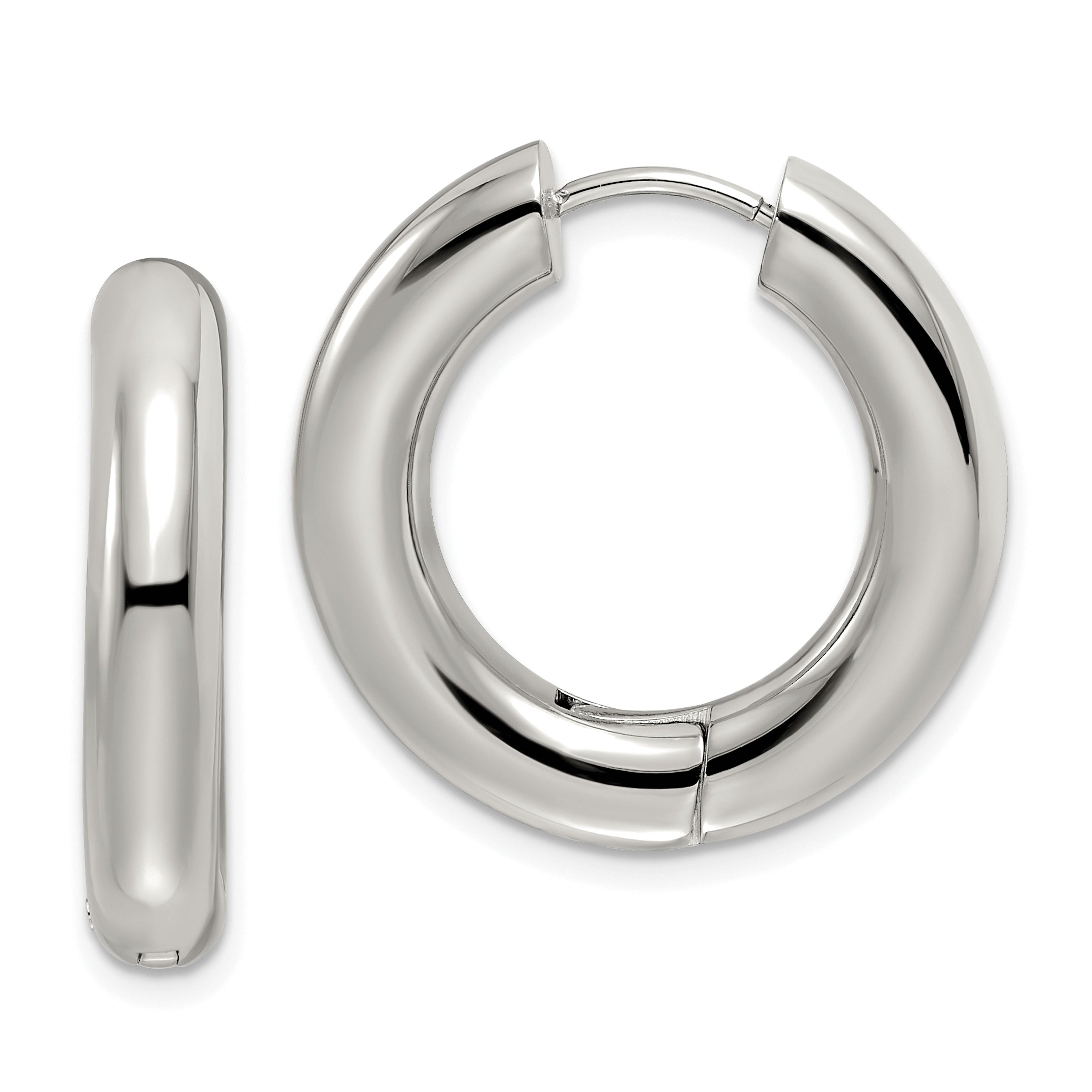 Chisel Stainless Steel Polished 5mm Hinged Hoop Earrings