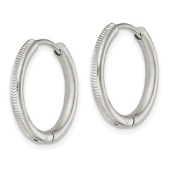 Chisel Stainless Steel Polished and Textured 2.5mm Hinged Hoop Earrings