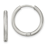 Chisel Stainless Steel Polished and Textured 2.5mm Hinged Hoop Earrings