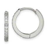 Chisel Stainless Steel Polished with Preciosa Crystal 2mm Hinged Hoop Earrings