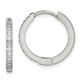 Chisel Stainless Steel Polished with Preciosa Crystal 2mm Hinged Hoop Earrings