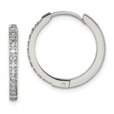 Chisel Stainless Steel Polished with Preciosa Crystal 2mm Hinged Hoop Earrings