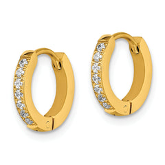 Chisel Stainless Steel Polished Yellow IP-plated with Preciosa Crystal Hinged Hoop Earrings
