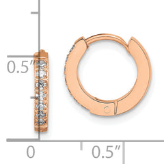 Chisel Stainless Steel Polished Rose IP-plated with Preciosa Crystal Hinged Hoop Earrings