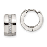 Chisel Stainless Steel Polished with Preciosa Crystal 7mm Hinged Hoop Earrings