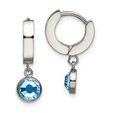 Chisel Stainless Steel Polished with Blue Preciosa Crystal Dangle Hinged Hoop Earring