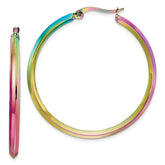 Chisel Stainless Steel Polished Rainbow IP-plated 2.5mm Hoop Earrings