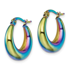Chisel Stainless Steel Polished Rainbow IP-plated Hoop Earrings