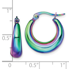 Chisel Stainless Steel Polished Rainbow IP-plated Hoop Earrings