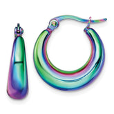 Chisel Stainless Steel Polished Rainbow IP-plated Hoop Earrings