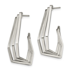 Chisel Stainless Steel Polished Geometric Post J Hoop Earrings