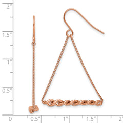 Chisel Stainless Steel Polished Rose IP-plated Twisted Bar Dangle Shepherd Hook Earrings