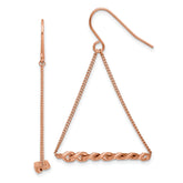 Chisel Stainless Steel Polished Rose IP-plated Twisted Bar Dangle Shepherd Hook Earrings
