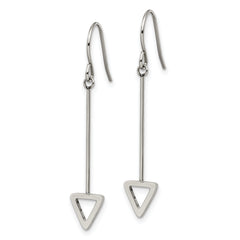 Stainless Steel Polished Triangle Dangle Shepherd Hook Earrings