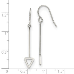 Stainless Steel Polished Triangle Dangle Shepherd Hook Earrings