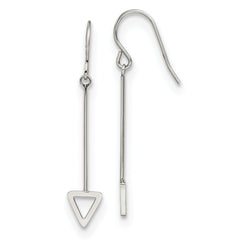 Stainless Steel Polished Triangle Dangle Shepherd Hook Earrings