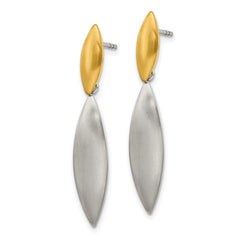 Chisel Stainless Steel Brushed Yellow IP-plated Post Dangle Earrings